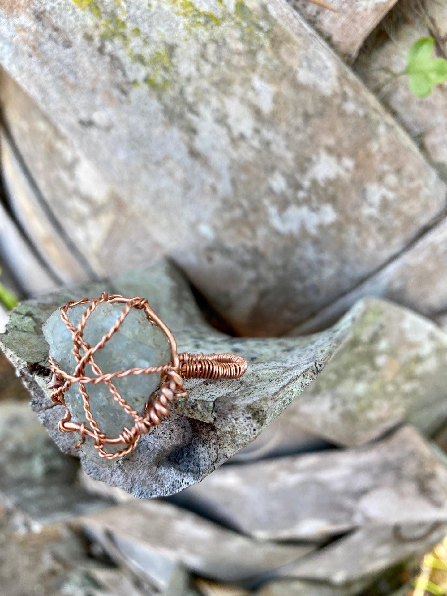 Milky Quartz Stone & Wire ring